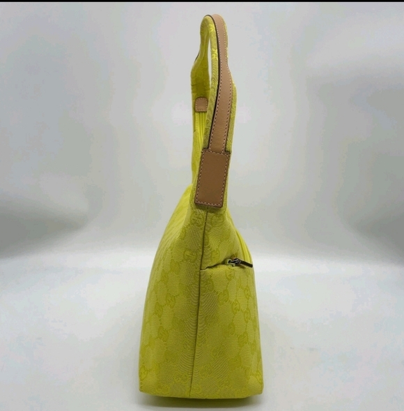 Gucci 🍋 GG Canvas Leather Jackie Yellow Green Shoulder Bag - Picture 5 of 16